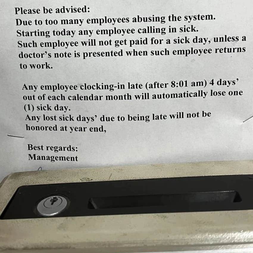 Boss Punishes Lateness By Taking Away Workers&#039; Sick Days Each Time They&#039;re One Minute Late