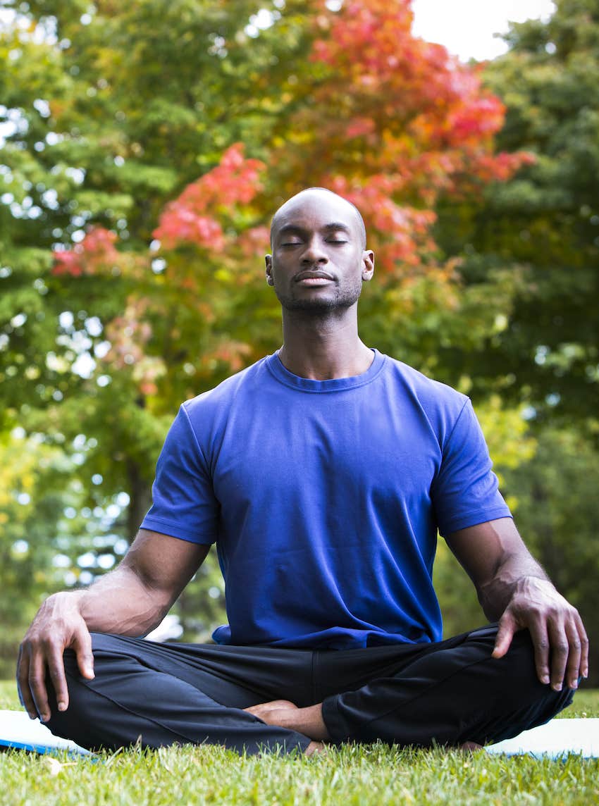 meditating in the park