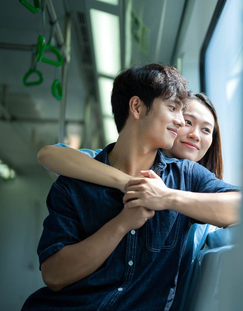 young couple hang out together