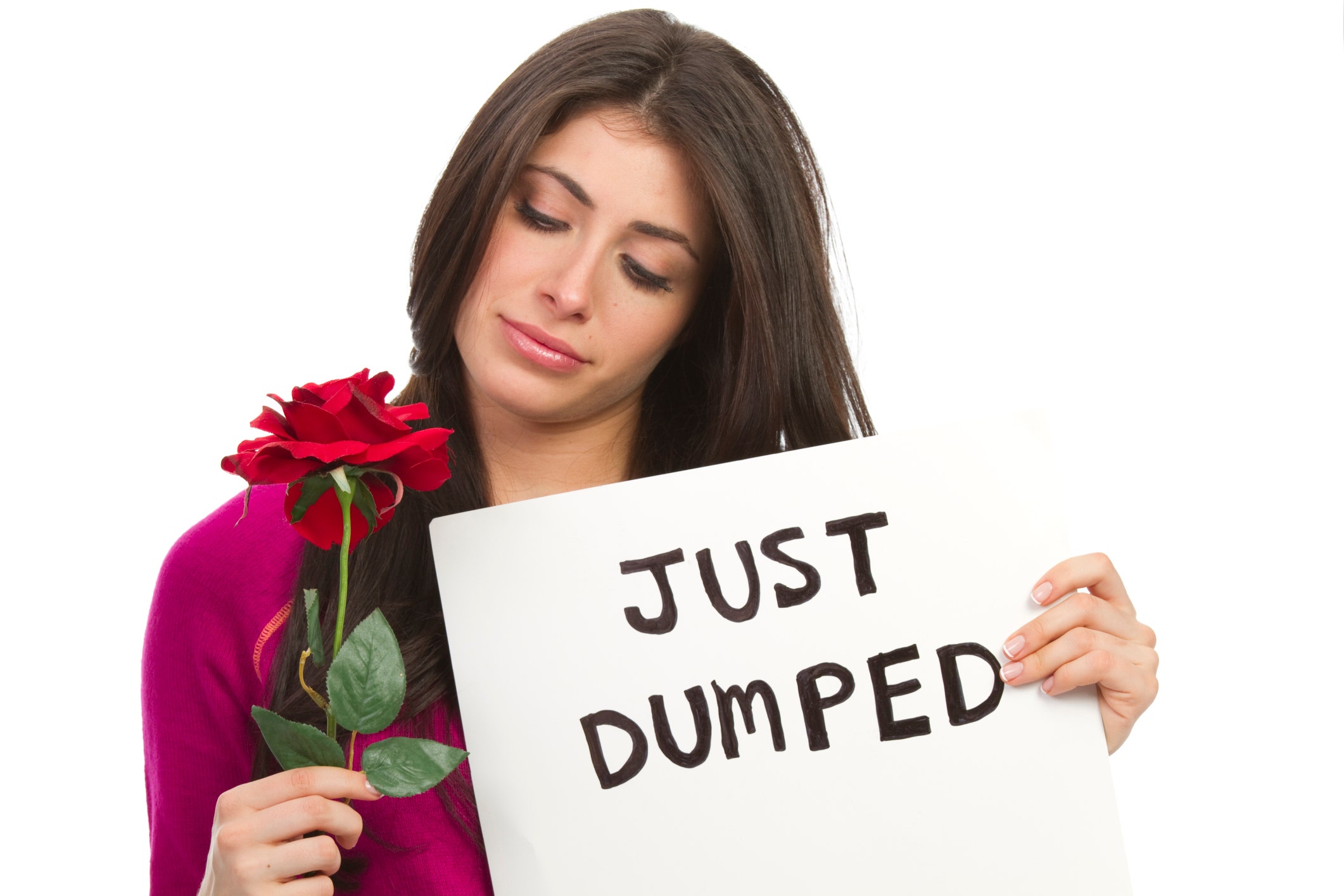 woman with flowers just dumped