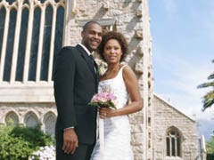 black couple bride groom wedding day 