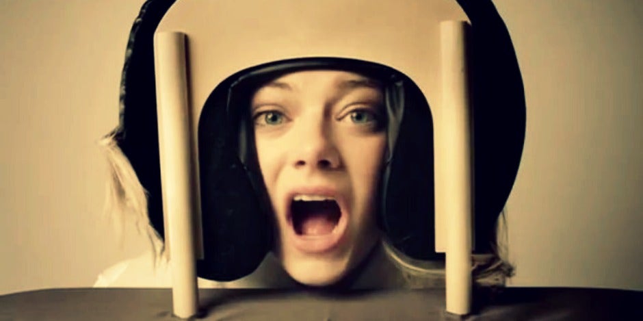 Emma stone getting a massage Emma stone getting a massage