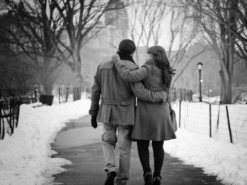 a couple in the snow