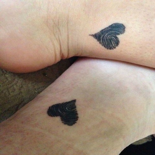 fingerprint heart mother daughter tattoo