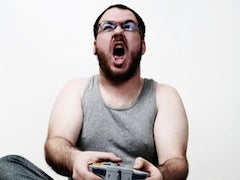 A man plays video games