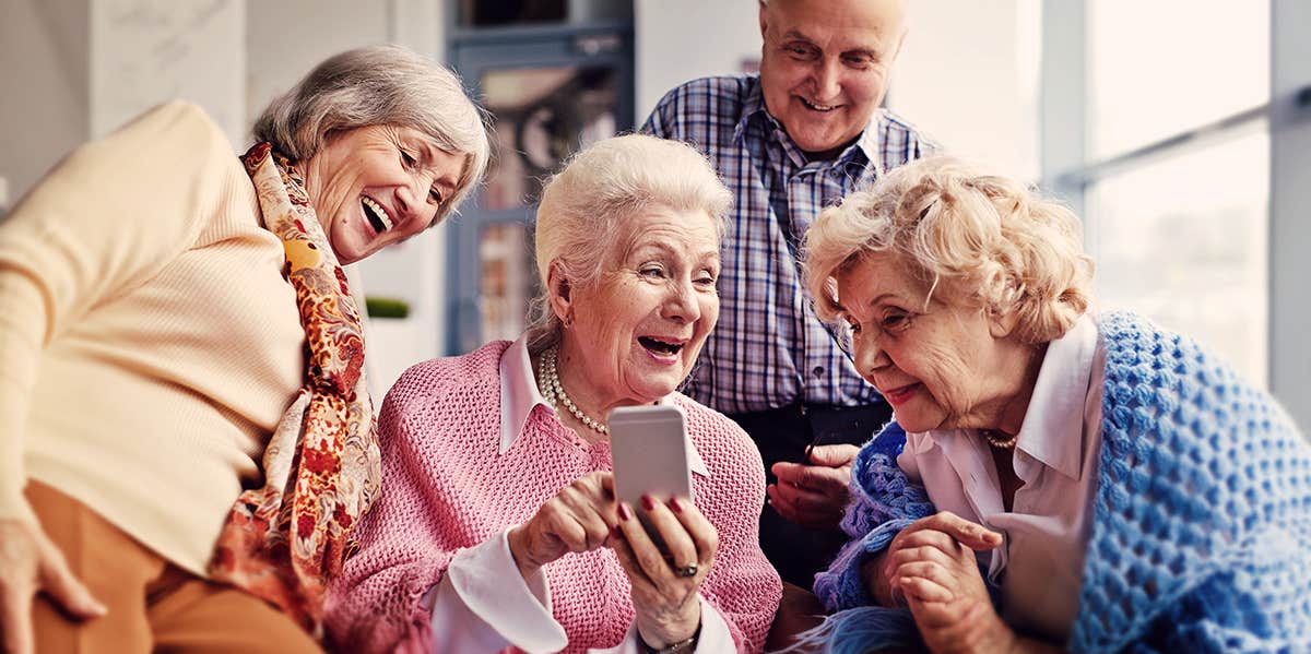 a group of happy elderly