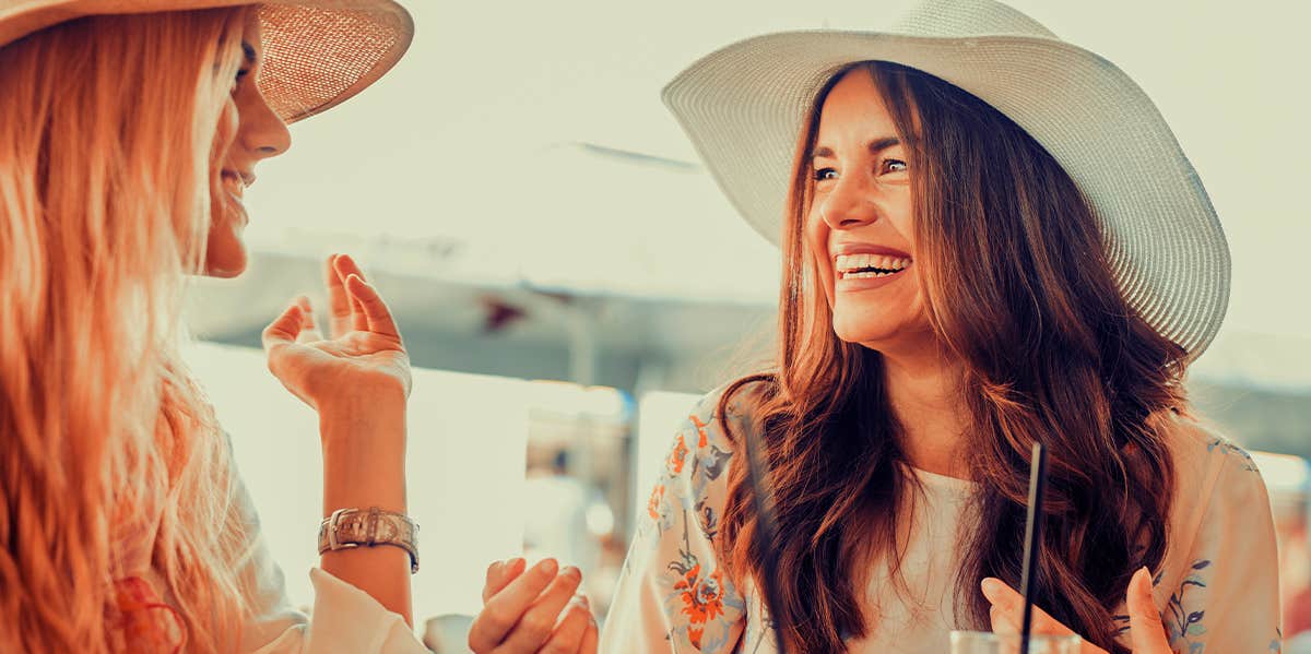 two women friends chatting