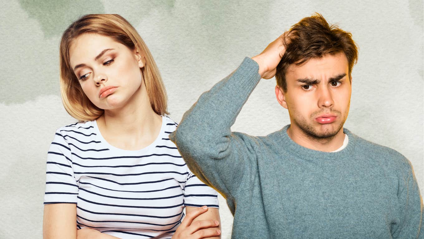 The 10 Biggest Mistakes Men Make In Relationships Upset woman and confused man