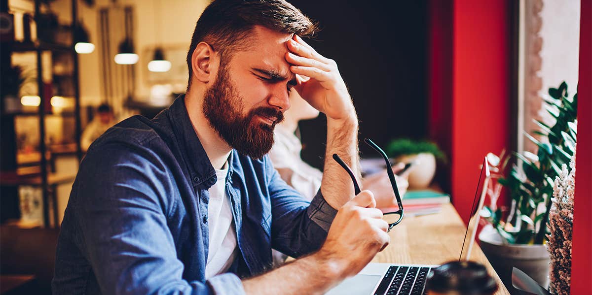 stressed man working