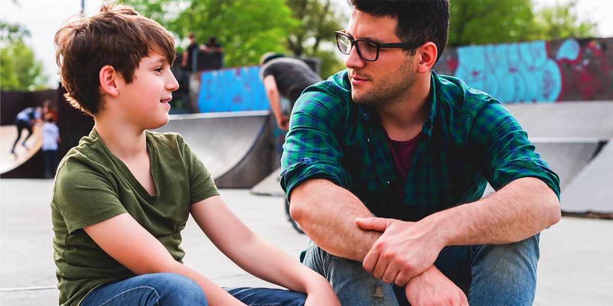 dad talking to son