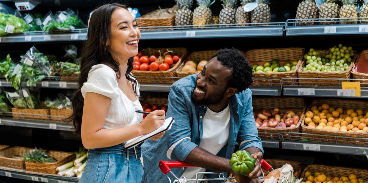 two people shopping at store