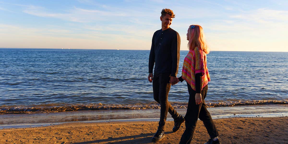 couple walking on the beach