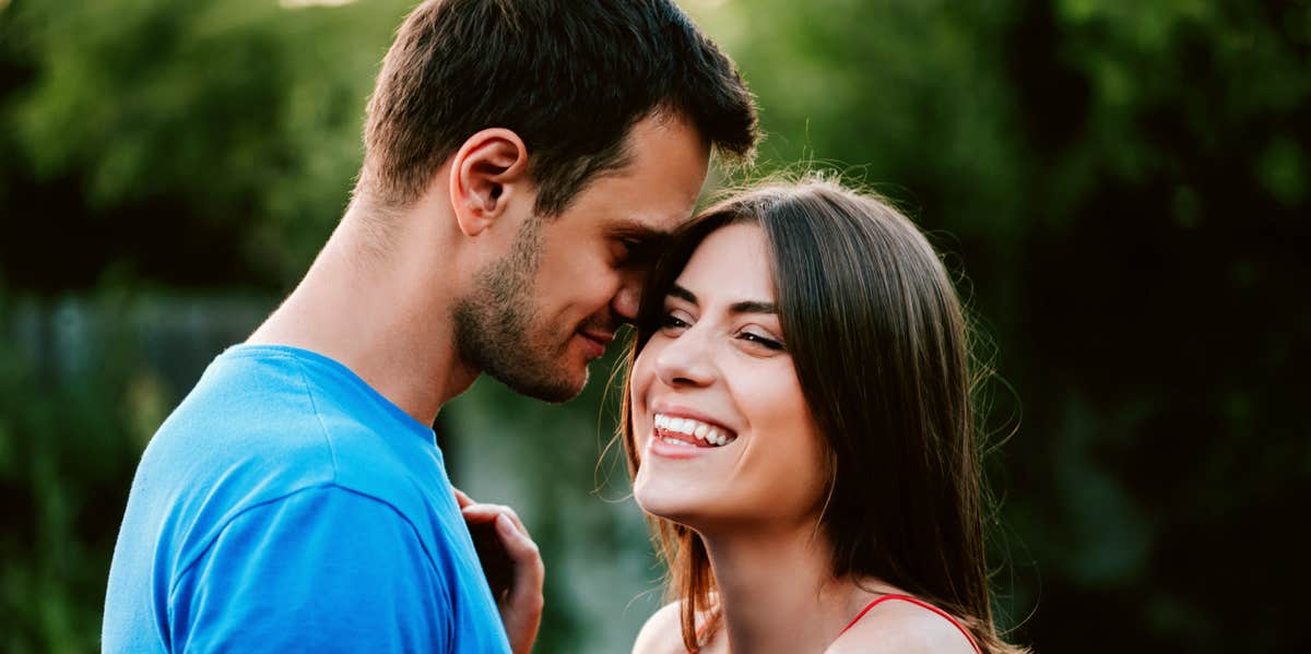 couple laughing together