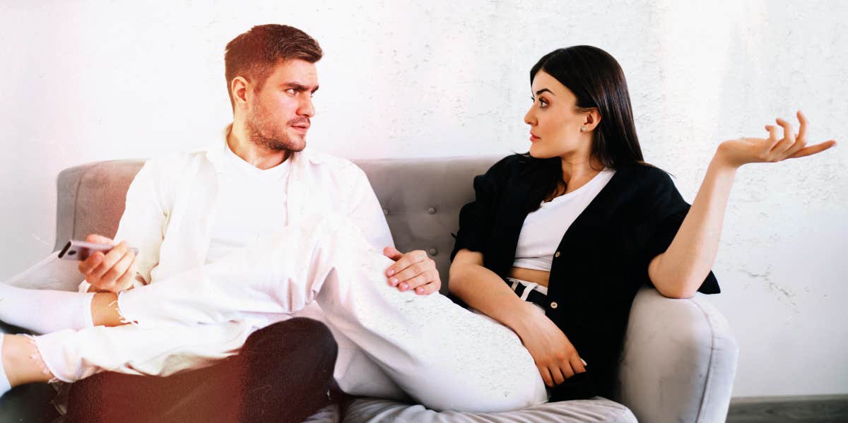 If You Ever Say These Things To The Person You Love — Stop couple having disagreement on couch