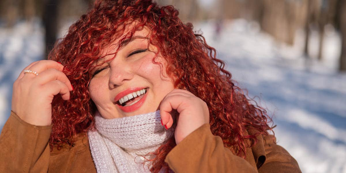 smiling girl in snow