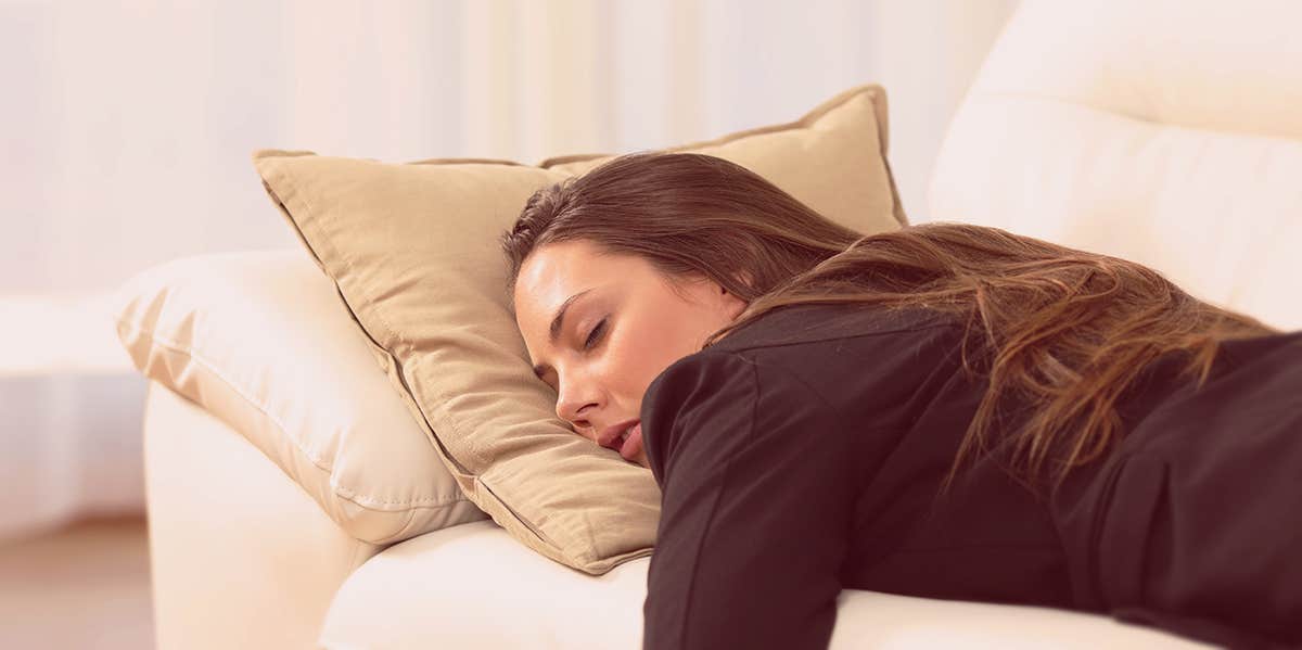 woman sleeping on the couch