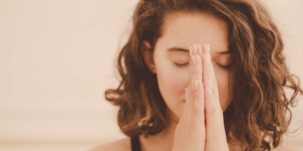 woman being thankful