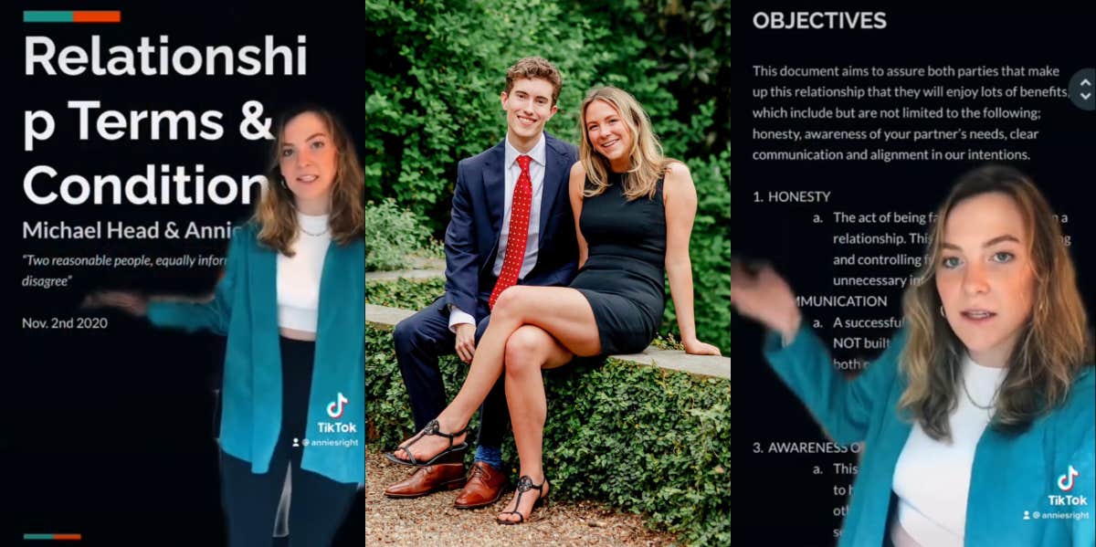 TikToker Created 17-Page Relationship Contract With Boyfriend Two Weeks After Meeting relationship contract annie wright michael head