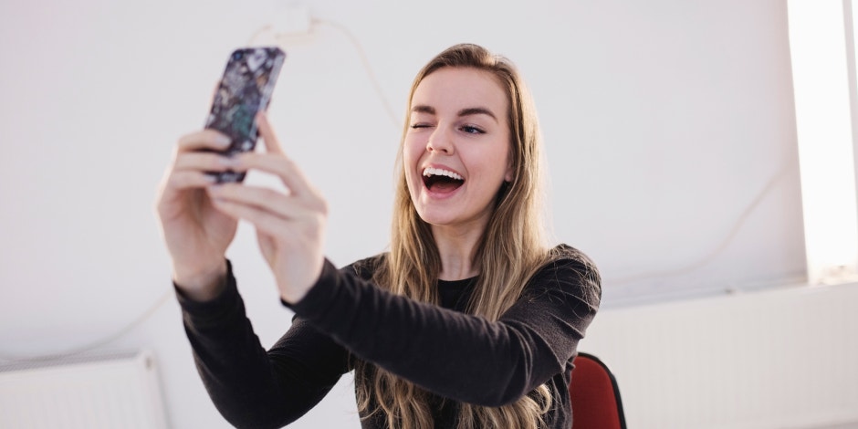 woman taking a selfie