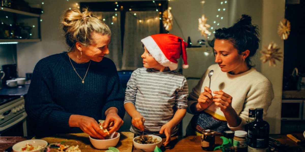 family celebrating the holidays