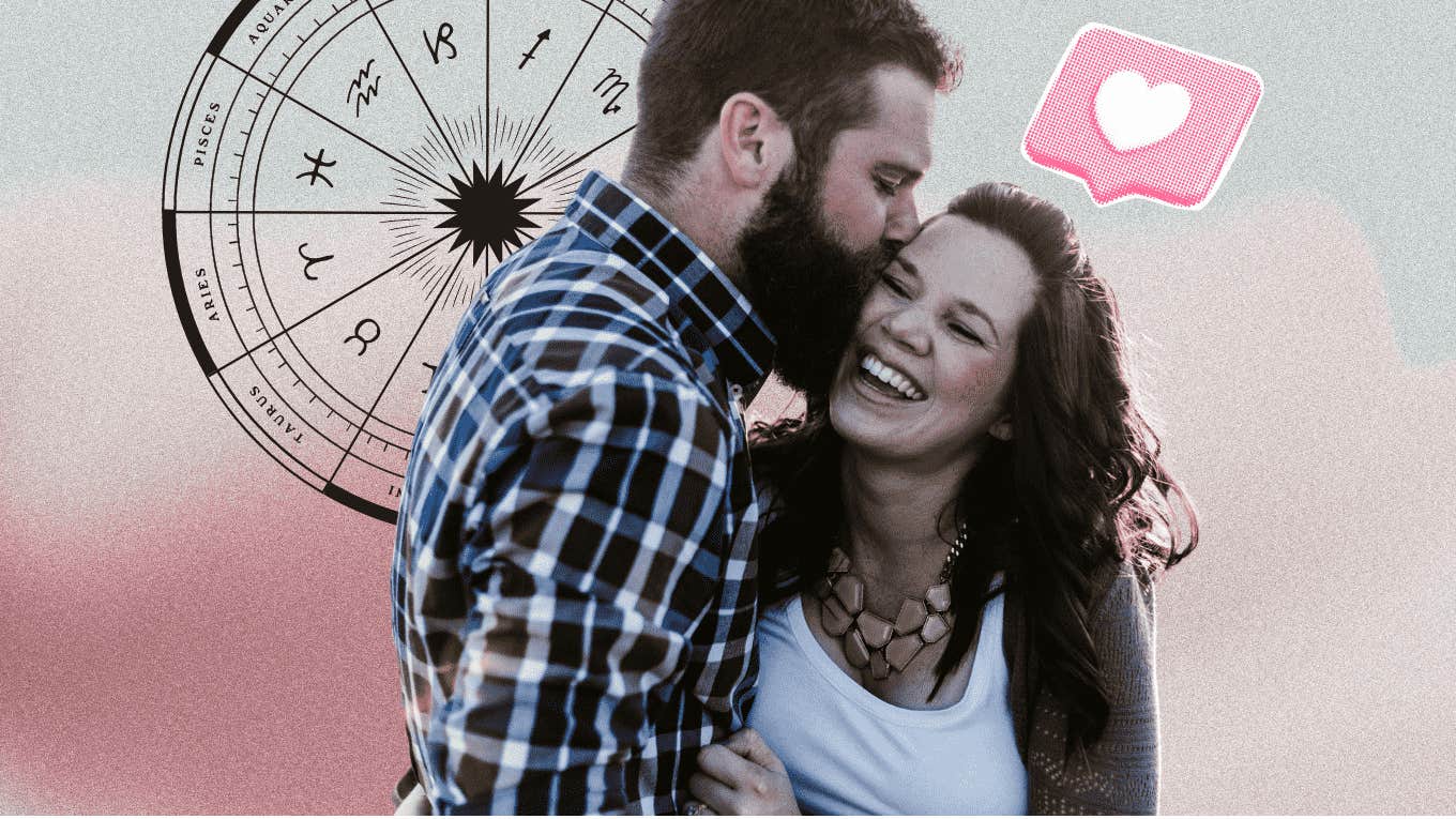 TK Ways Astrology Confirms He's A Great Boyfriend woman with great boyfriend and zodiac wheel