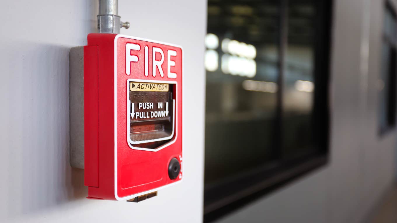 fire alarm switch on wall