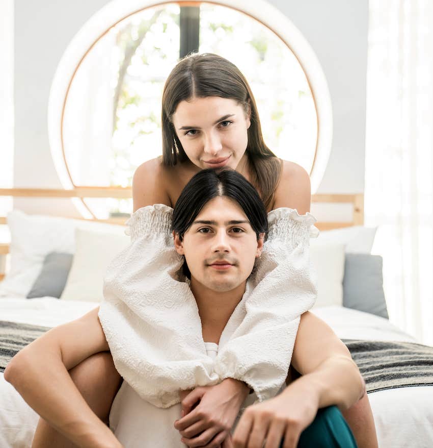 happy couple not annoyed at spouse