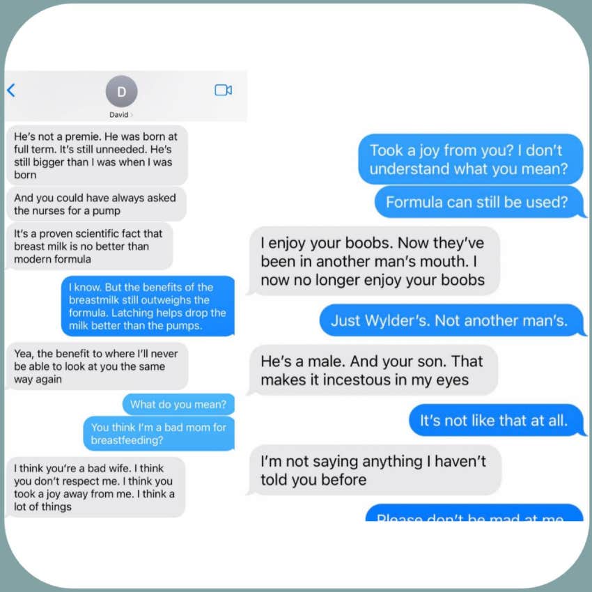 text message exchange between husband and wife