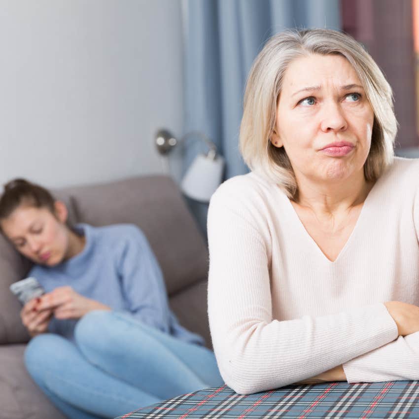 mom annoyed with teen daughter