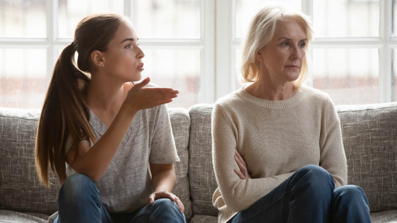 mom who forbids her Boomer parents from babysitting arguing with her mother