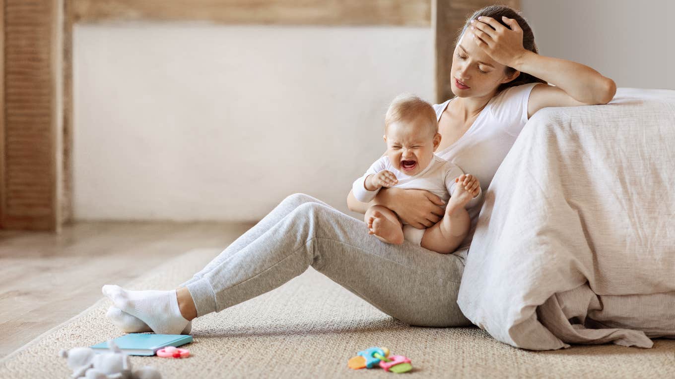 stressed out mom and child