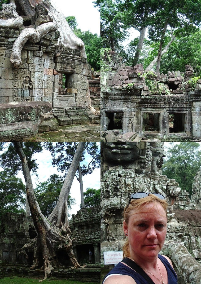 author at the ta prohm temple in cambodia