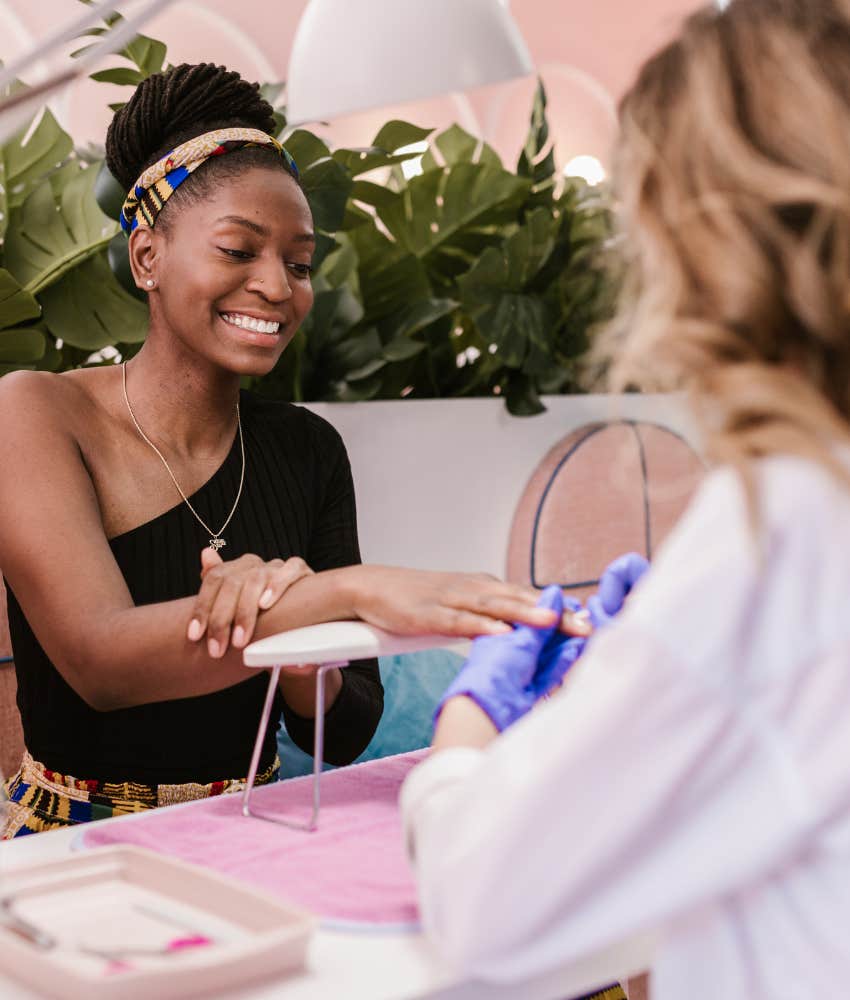 woman getting a manicure