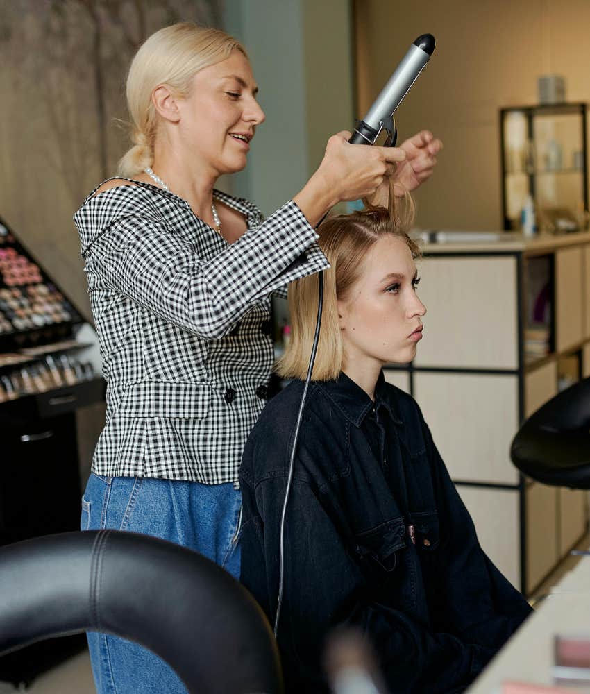 hairdresser doing a woman's hair