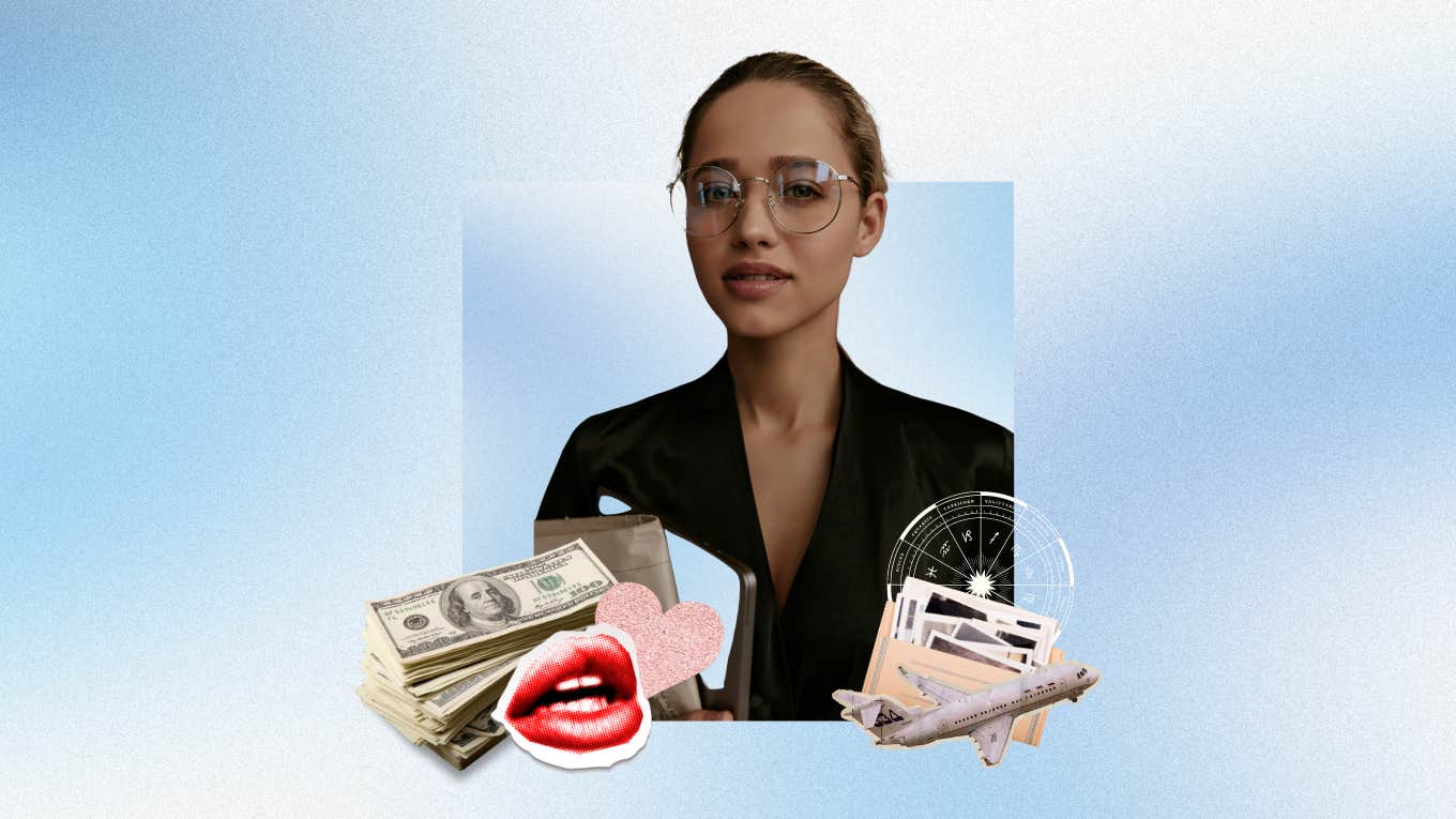 Zodiac Signs Experiencing Abundance In May 2024 woman with symbols of abundance and zodiac wheel