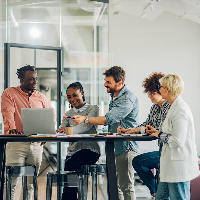 people in a work meeting