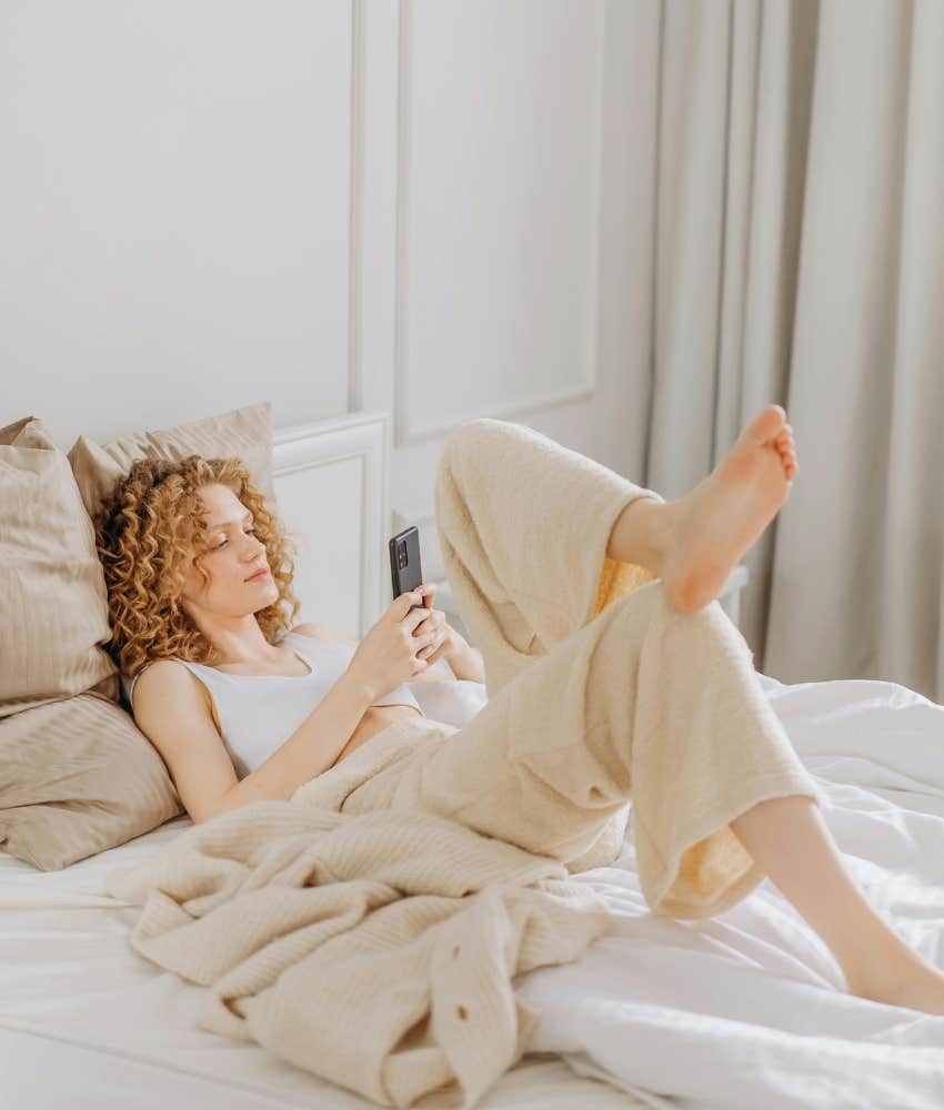 woman on her phone