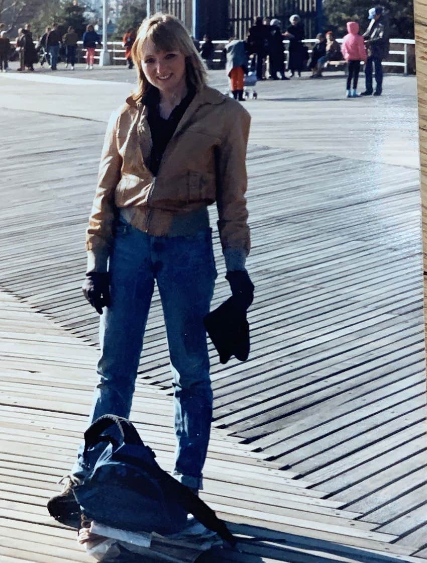 Author on Coney Island boardwalk