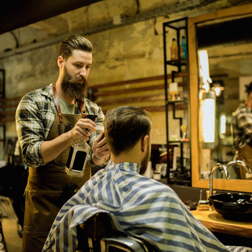 barber cutting hair