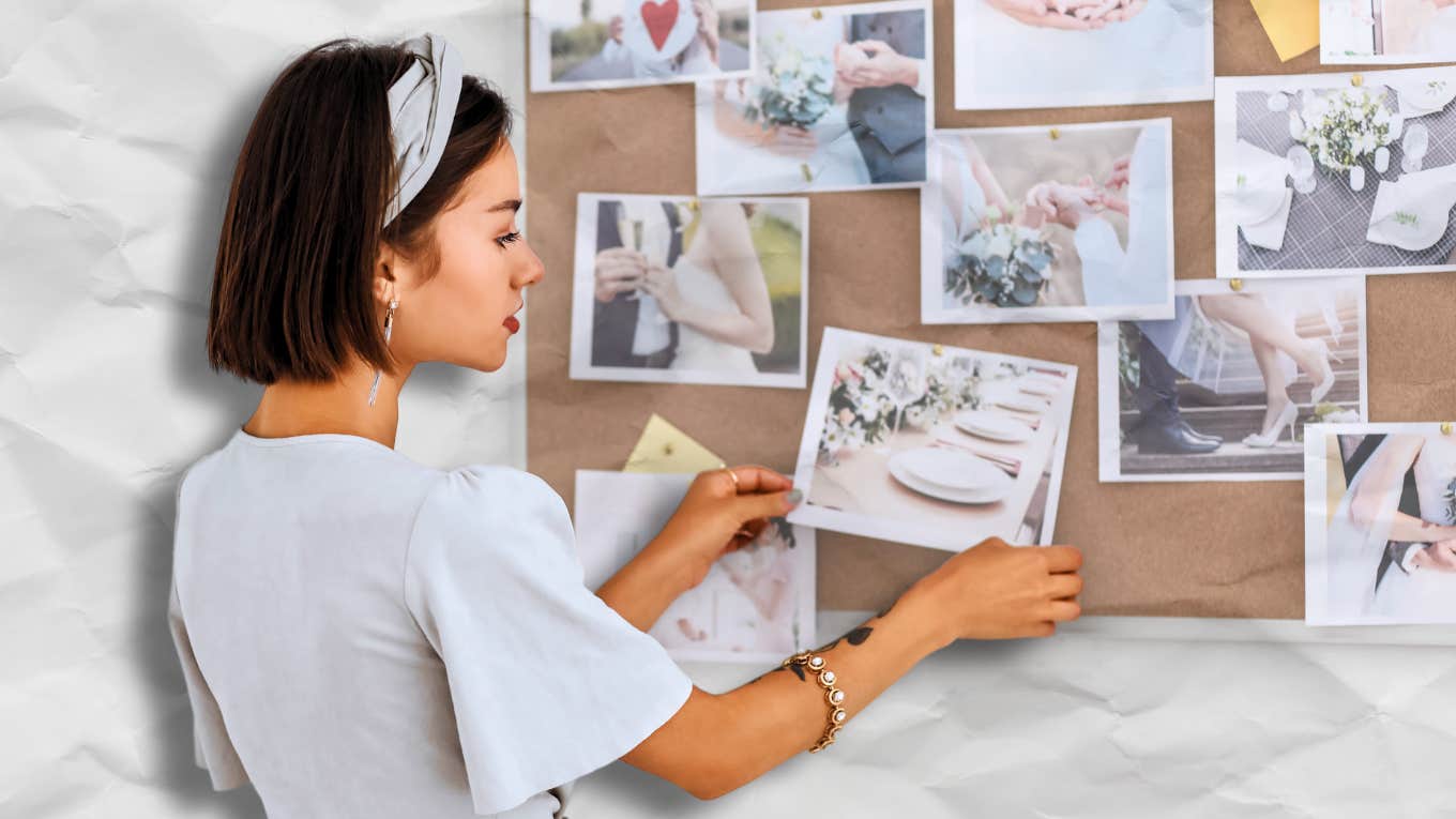 Woman planning wedding herself