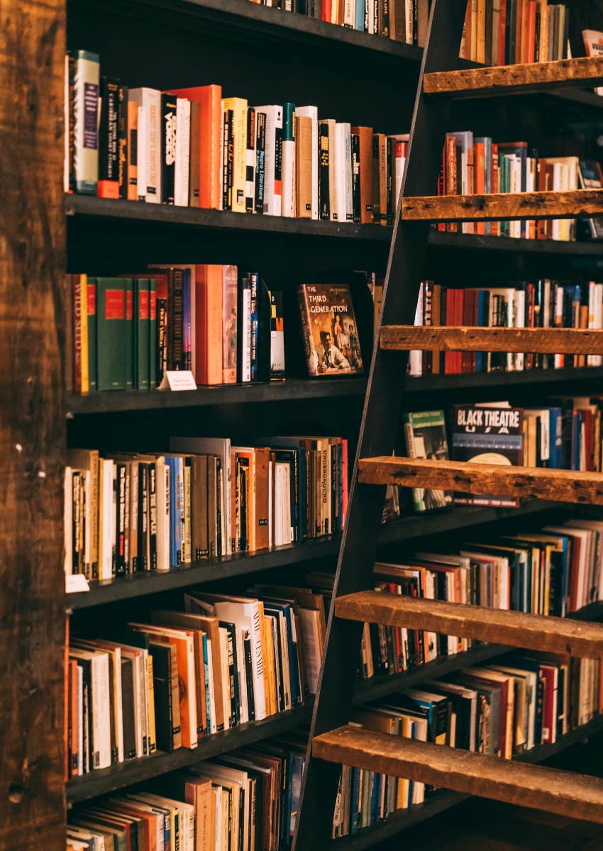 books on a shelf in a bookstore