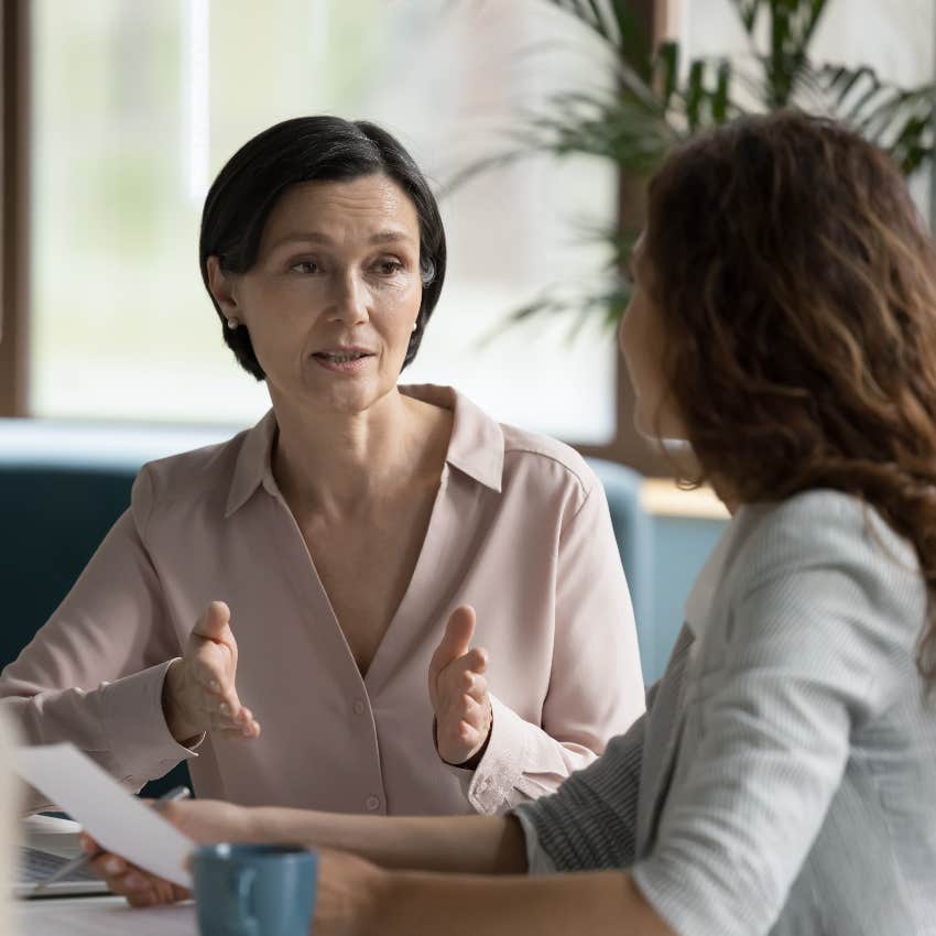 boss talking to employee