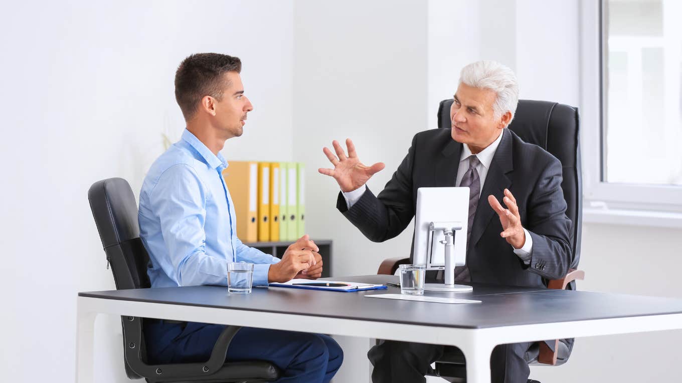 man in meeting with his boss