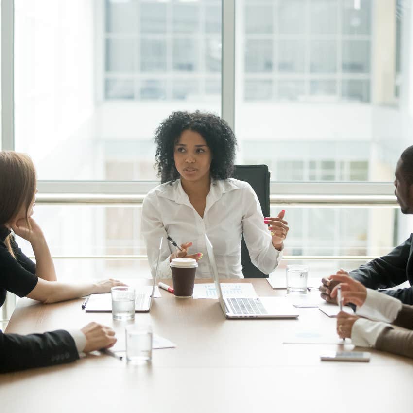 woman speaking in a meeting