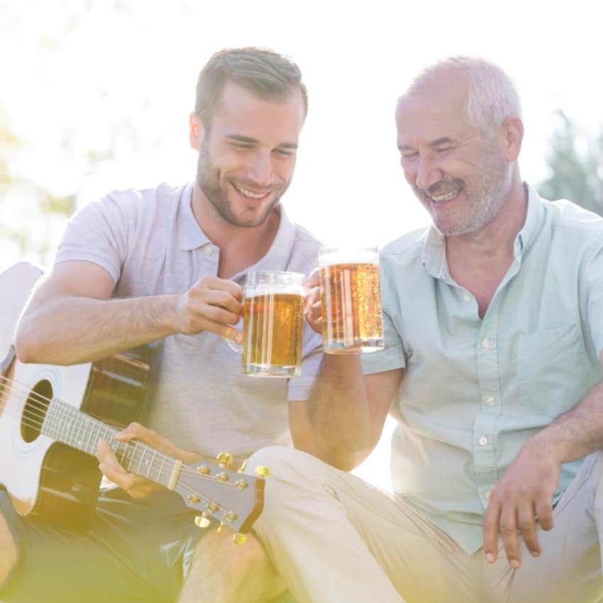 father, son, beer 