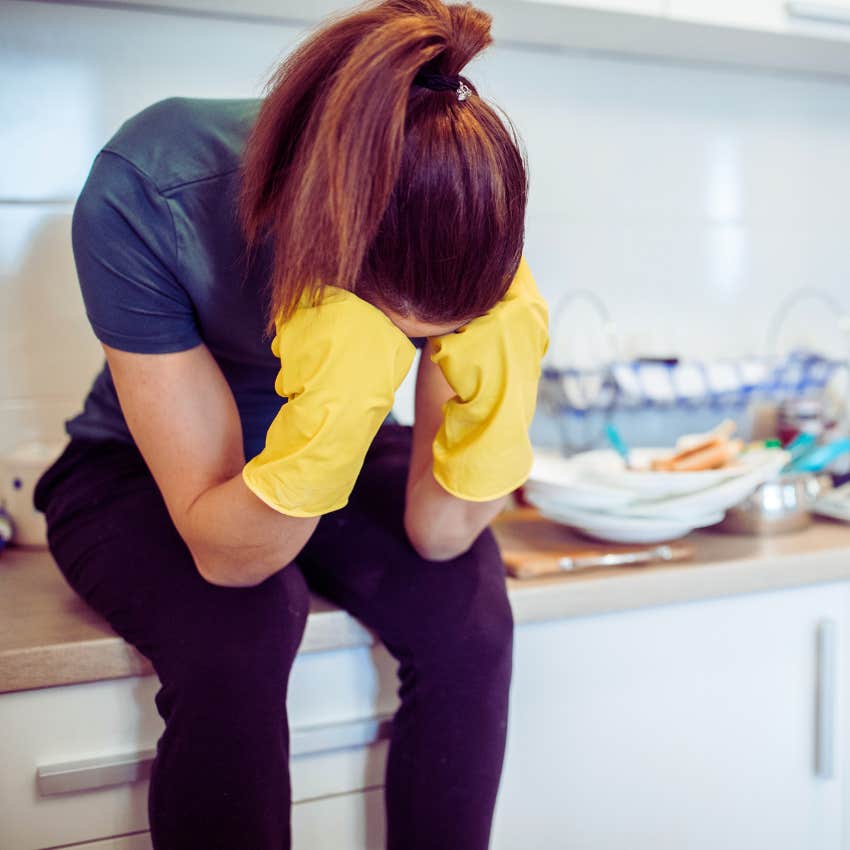 woman sick of cleaning 