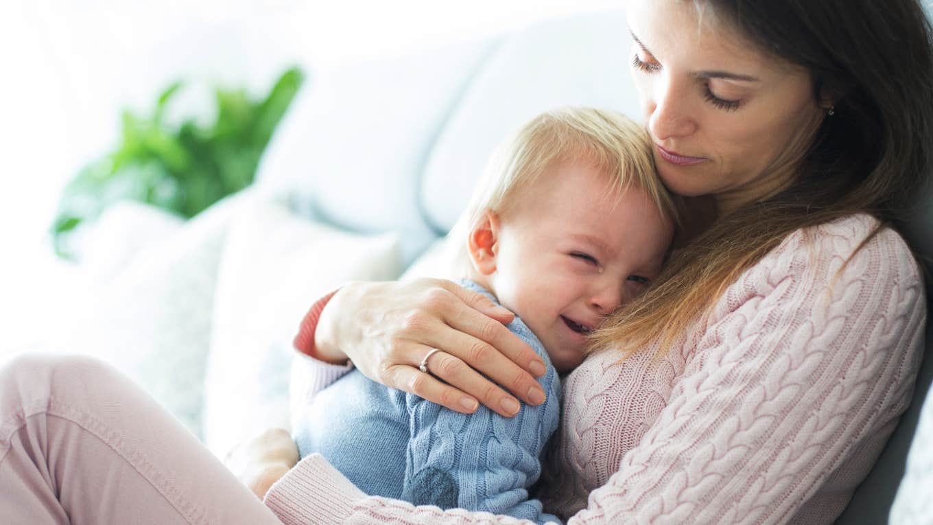 mom consoling toddler tantrum