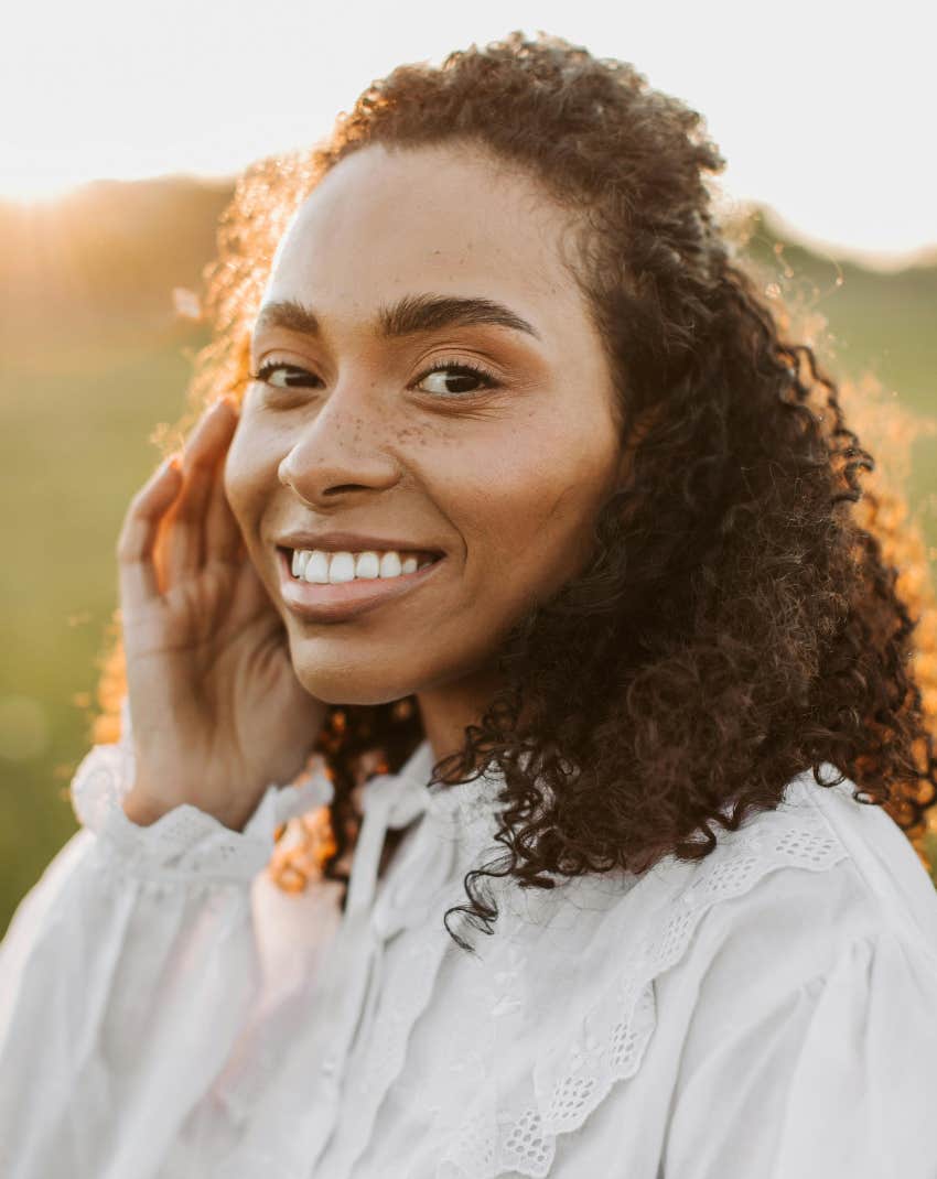 happy smiling woman finding her purpose