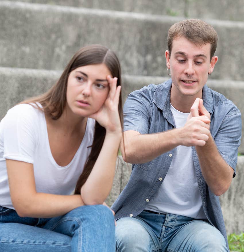 He is turning her off by talking too much