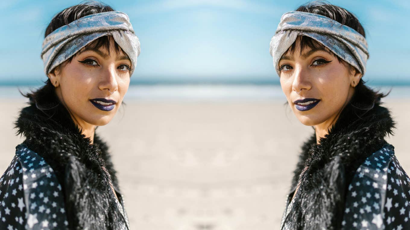 happy fulfilled woman on the beach